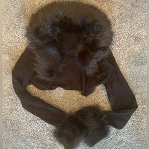 Black Faux Fur Bolero